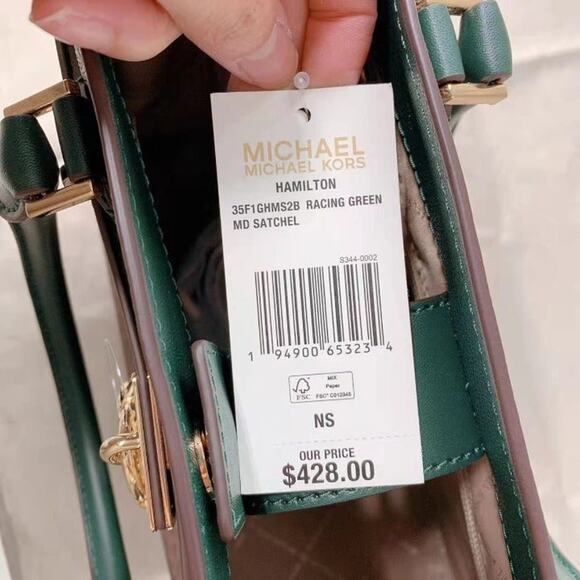 Michael Kors 35F1GHMS2B Hamilton Medium Racing Green Satchel Crossbody Handbag - Picture 5 of 5